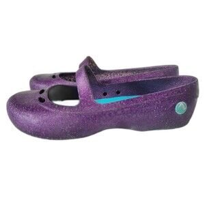 Crocs Girls Purple  Sparkle  Mary Jane Shoes Ballet Flats Size C12